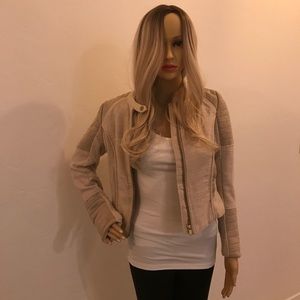 H&M faux suede and linen motorcycle jacket